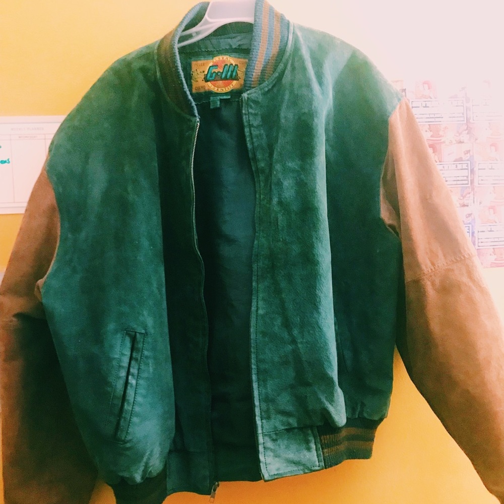Men’s Vintage Suede Bomber Jacket! XL